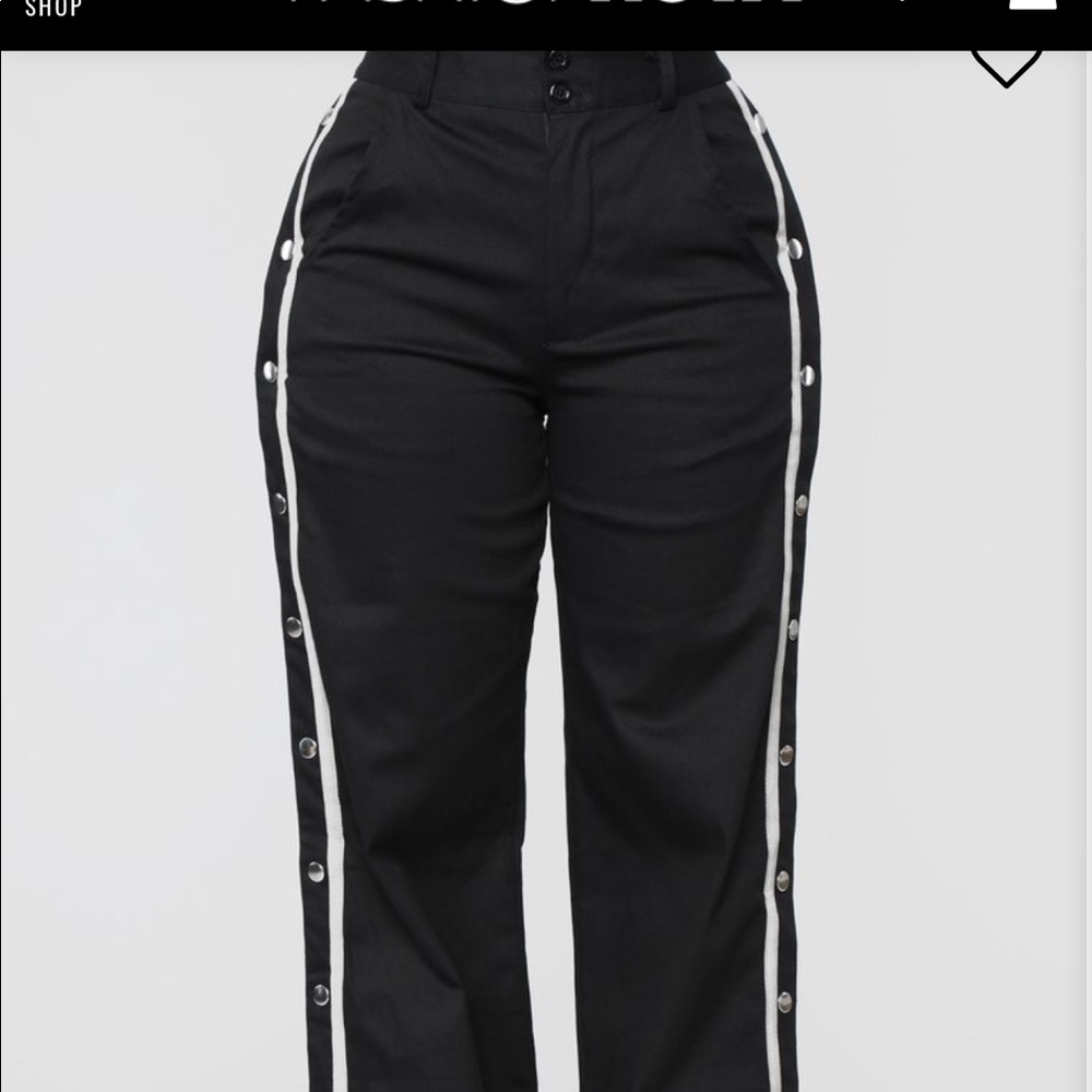 Black and grey button down the sides pants